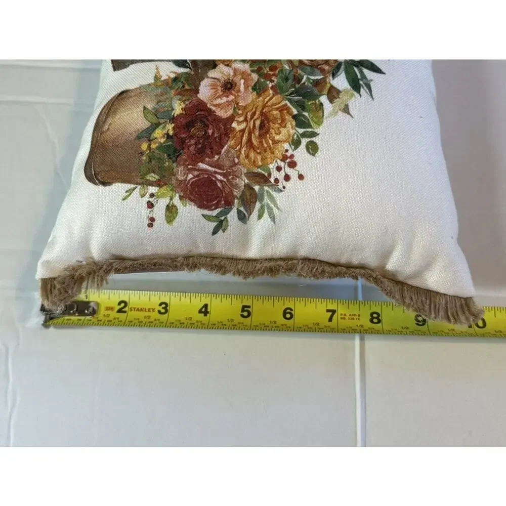 LOVING KINDNESS Fall Farm Fresh Floral Small Throw Fringe Pillow 10